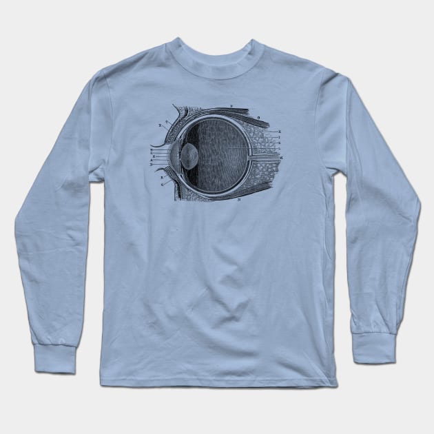 Unlabeled Eye Anatomy Diagram - Vintage Anatomy Long Sleeve T-Shirt by Vintage Anatomy Prints